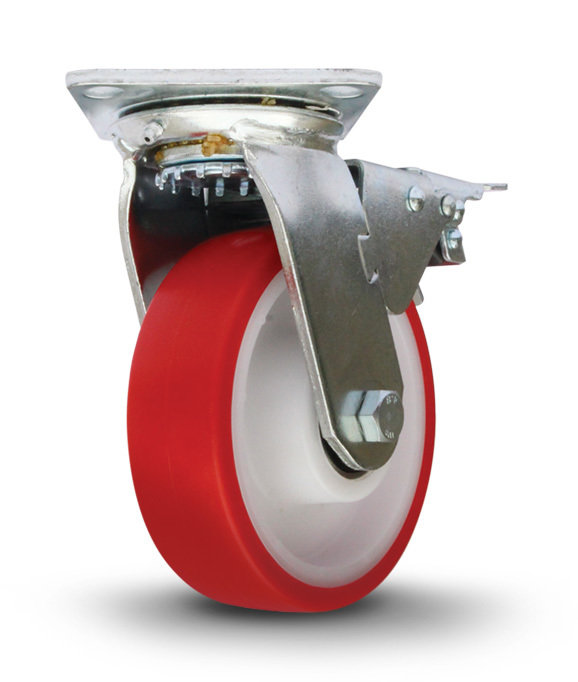 Nylon Polyurethane Swivel Braked Castor