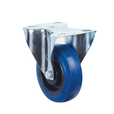 Blue Elastic Rubber Fixed Castor 