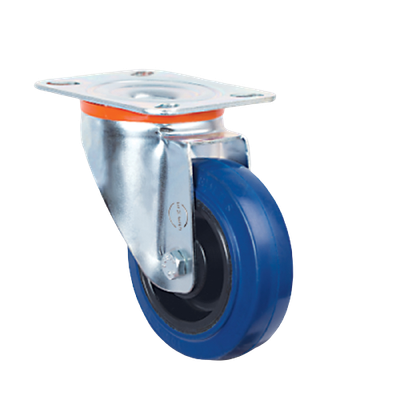 Blue Elastic Rubber Swivel Castor 