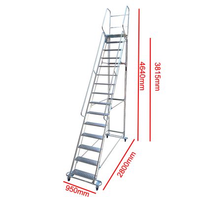15 Step Steel Mobile Safety Ladder – Warehouse Access Ladder