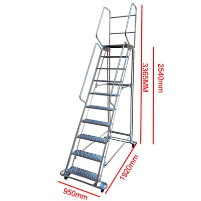 10 Step Steel Mobile Safety Ladder – Warehouse Access Ladder