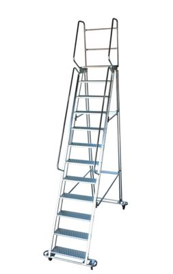 12 Step Steel Mobile Safety Ladder – Warehouse Access Platform
