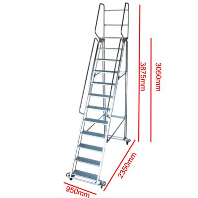 12 Step Steel Mobile Safety Ladder – Warehouse Access Platform