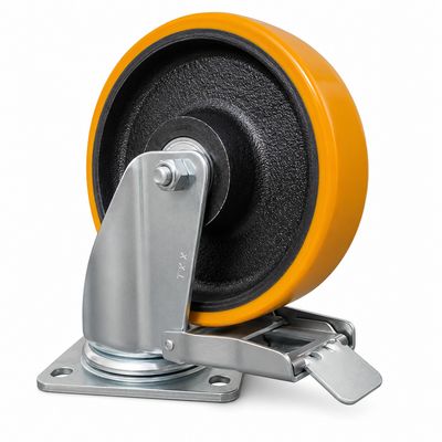 200mm Polyurethane Swivel Castor with Brake – Heavy Duty