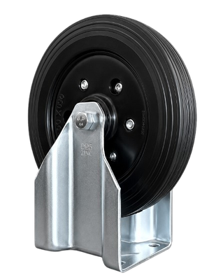 250mm Rubber Castor Wheel – Fixed Plate – 150kg Load