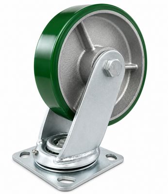 150mm Cast Iron Polyurethane Castor – Plate Mount Industrial