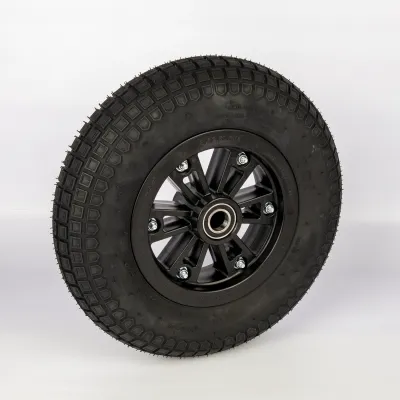 4.80-8 wheelbarrow wheel with inflatable tyre and plastic rim. fitted with ball bearings