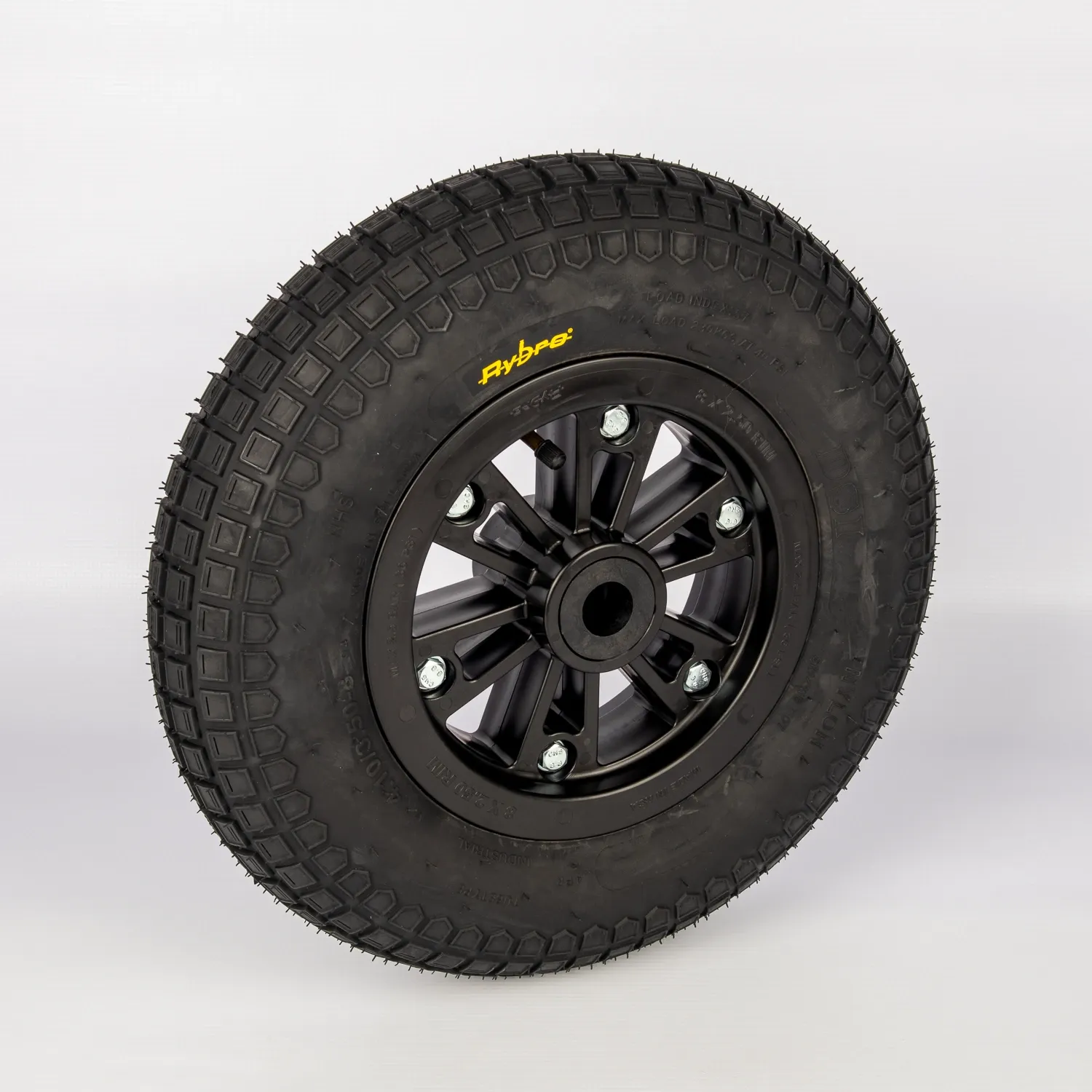 400mm wheelbarrow wheel with inflatable tyre and plastic rim. 4ply DSI tyre and inner tube