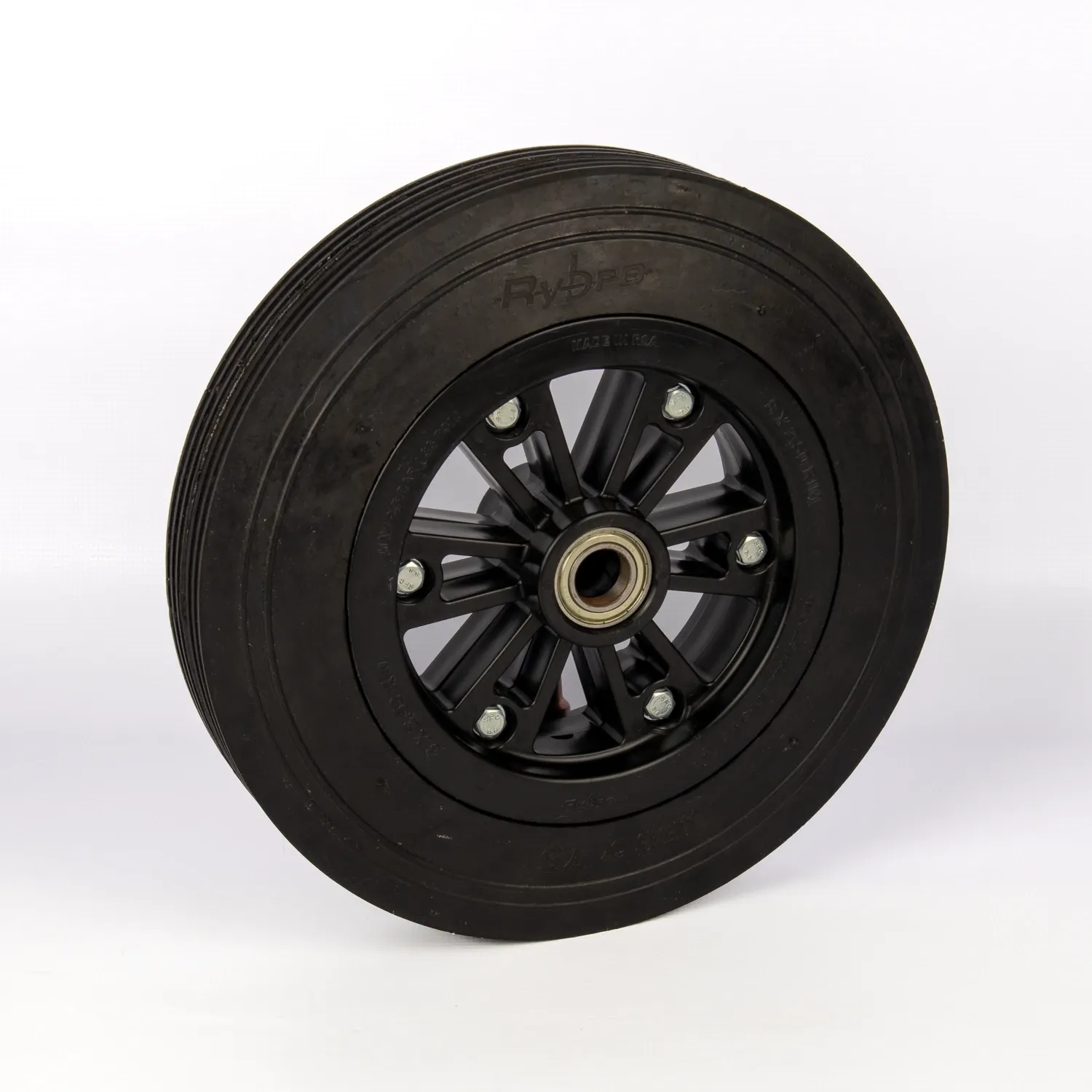 heavy duty black rubber wheelbarrow wheel with bearing made by rybro castors