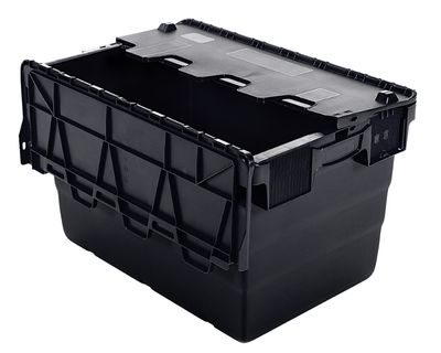 18L Plastic Nesting Tote Bin – Hinged Lid Storage Bin