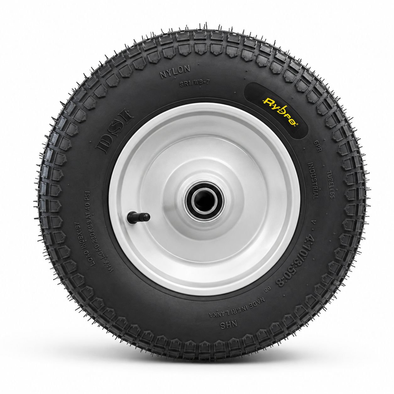 400mm Pneumatic Wheel – 6 Ply Wheelbarrow Tyre – Steel Rim – Ball Bearing Hub – 230kg Load