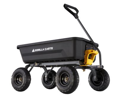 115L Poly Dump Garden Cart - Gorilla Cart – Pneumatic Wheels – Heavy Duty