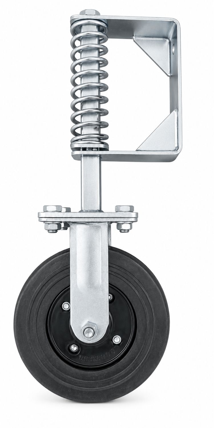 200mm Spring Loaded Gate Castor – Heavy Duty – 120kg Support