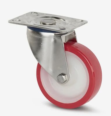 100mm Stainless Steel Polyurethane Castor Wheel – Plate Mount Medium Duty