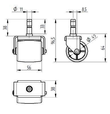 50mm Bed Roller with Socket