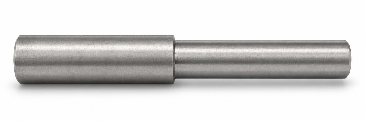 20mm Stub Axle Mild Steel – For 20mm Bearings, 80mm Hub – Machined End &amp; Threaded Retainer – 150mm long