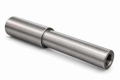 20mm Stub Axle Mild Steel – For 20mm Bearings, 80mm Hub – Machined End &amp; Threaded Retainer – 150mm long