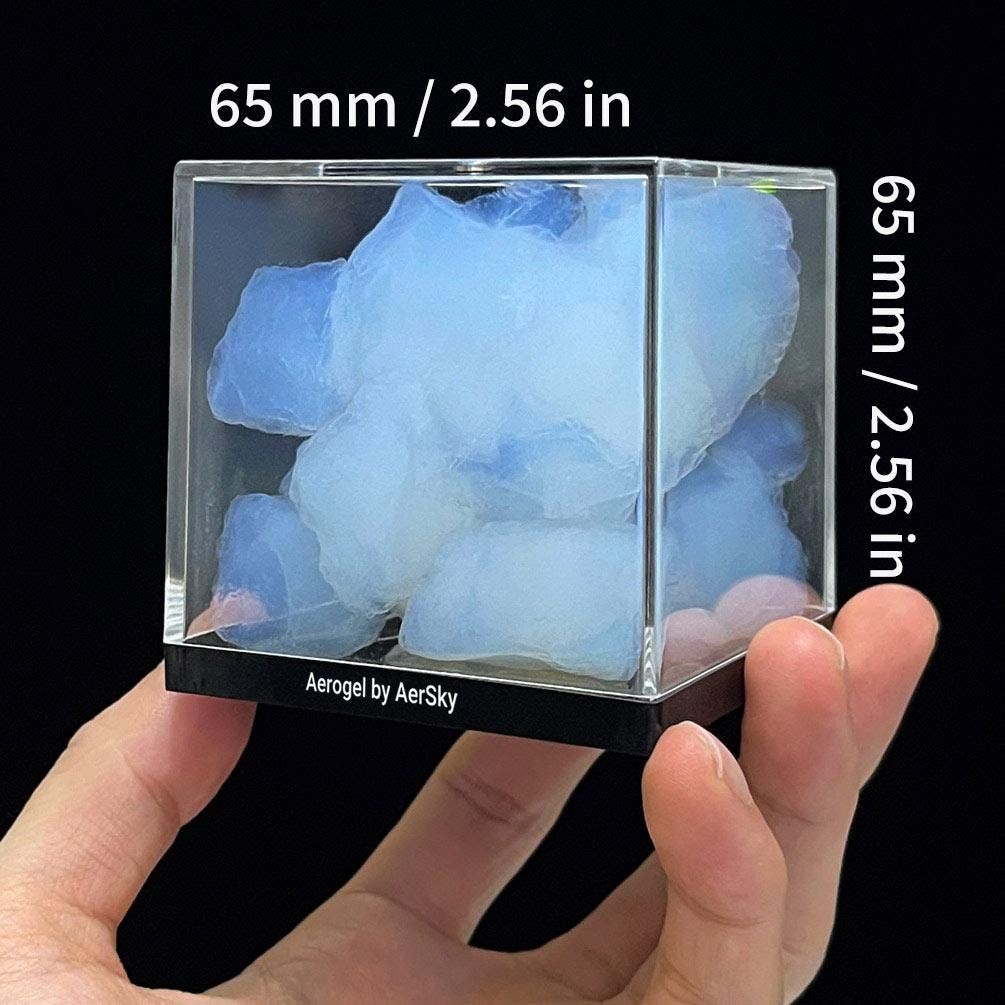 Aerogel with Cube Display Box - Lightest Solid on Earth, Frozen Smoke, STEAM Science Kit
