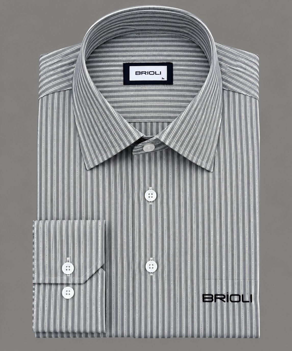 Brioli Pattern Shirts, Colour: Charcoal/White Pinstripe, Size: S