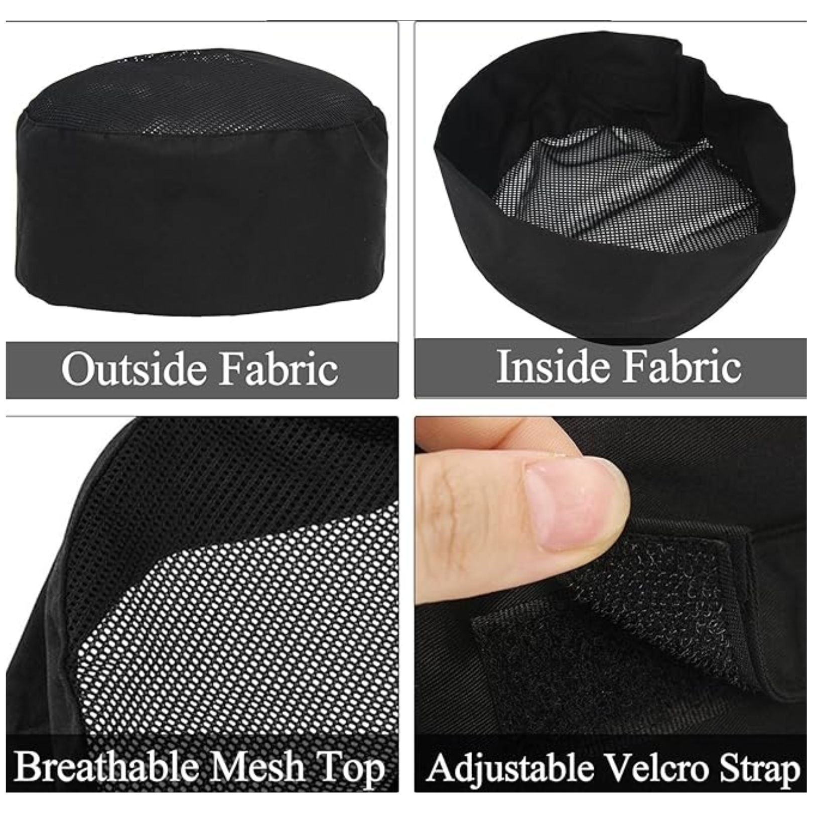 Adjustable Unisex Chef Hats 4-Pack