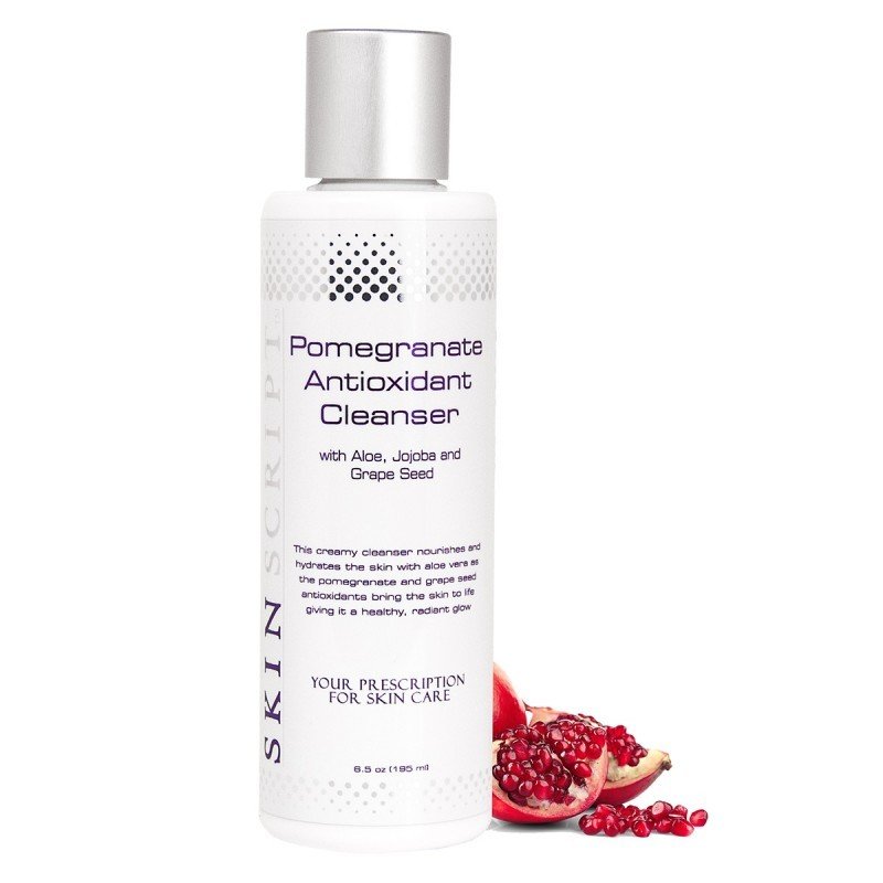 Skin Script Rx. Pomegranate Antioxidant Creamy Cleanser, with Aloe Vera Available in Regular & Travel Sizes