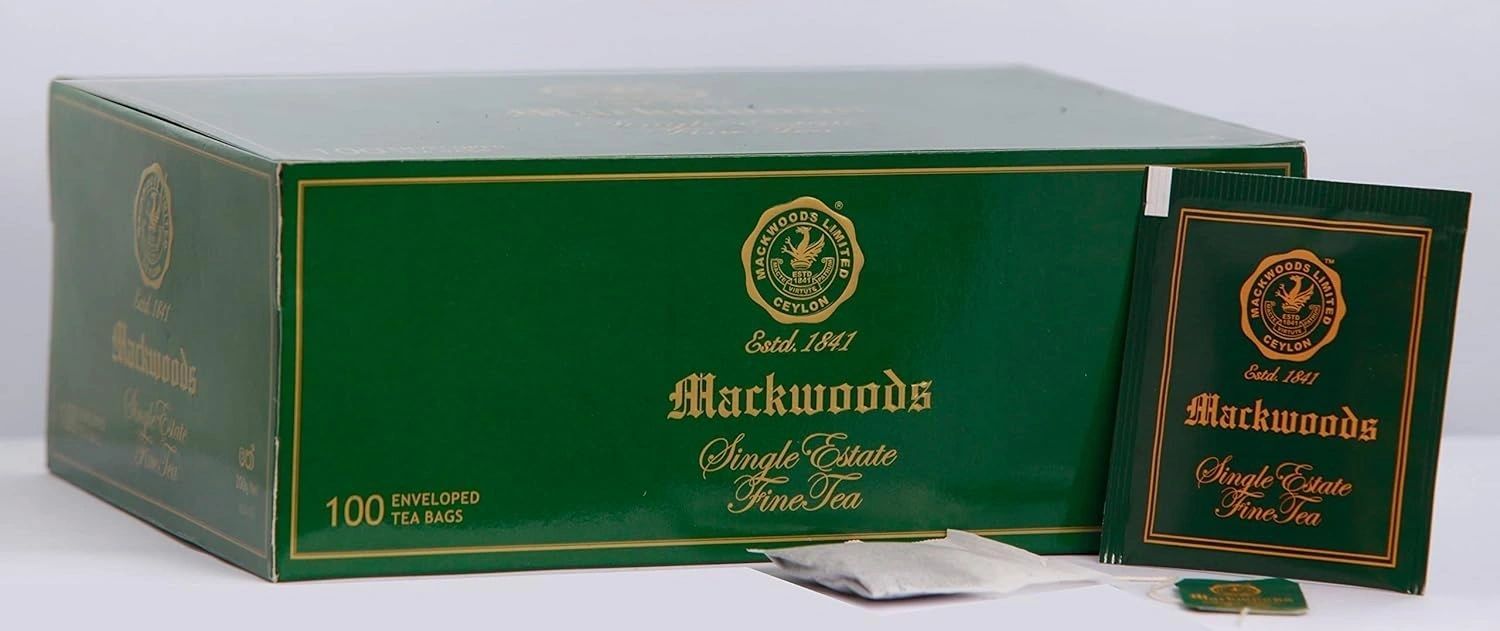 MACKWOODS SINGLE ESTATE, UNBLENDED, ENGLISH BREAKFAST 100 ENVELOPED BLACK TEA BAG CARTONS