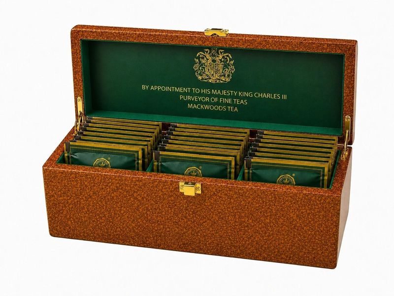 3 COMPARTMENT BURLWOOD TEA TRAY - 36 SINGLE ESTATE UNBLENDED ENVELOPED TEA BAGS 3 COMPARTMENT BURLWOOD TEA TRAY - 36 SINGLE ESTATE UNBLENDED ENVELOPED TEA BAGS