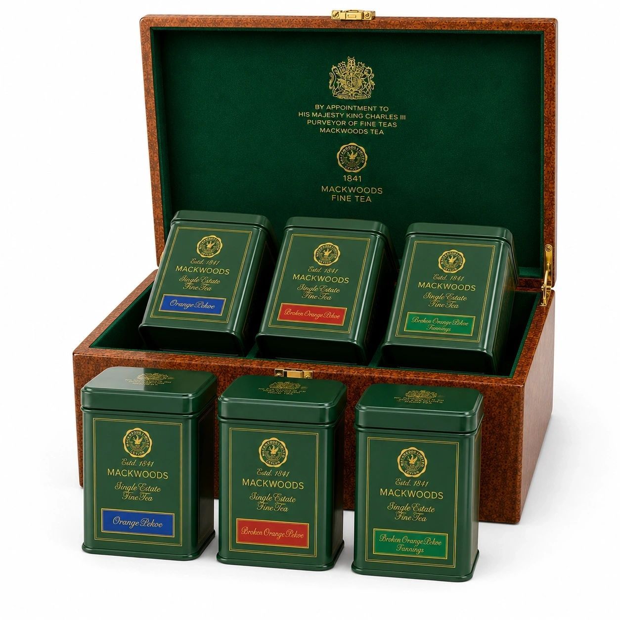 MACKWOODS 6 COMPARTMENT TEA CADDY GIFT BOX - OP, BOP & BOPF MACKWOODS 6 COMPARTMENT TEA CADDY GIFT BOX - OP, BOP & BOPF