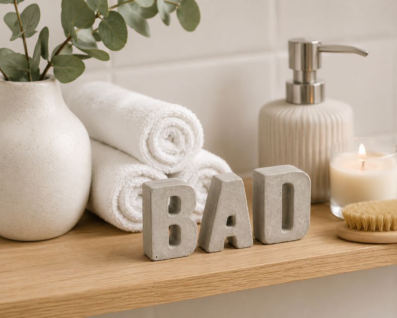 BAD Schriftzug aus Beton | handgefertigte Badezimmer-Deko