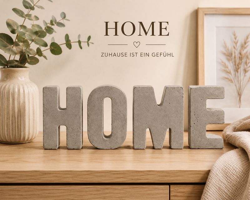 HOME Schriftzug aus Beton | handgefertigte Deko
