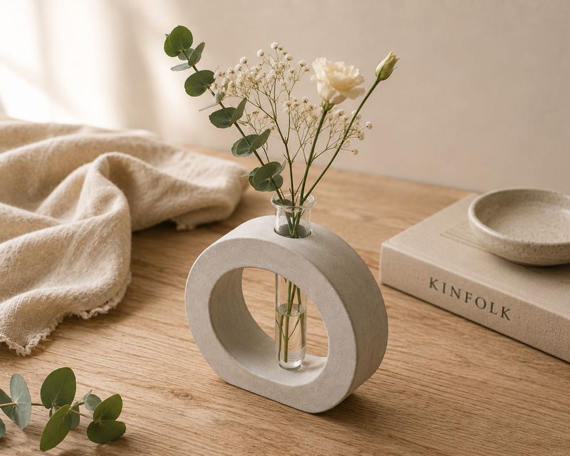 Betonvase mit Reagenzglas | handgefertigte Blumenvase