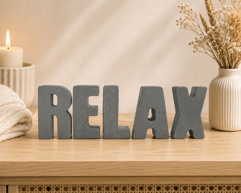 RELAX Schriftzug aus Beton | handgefertigte Deko