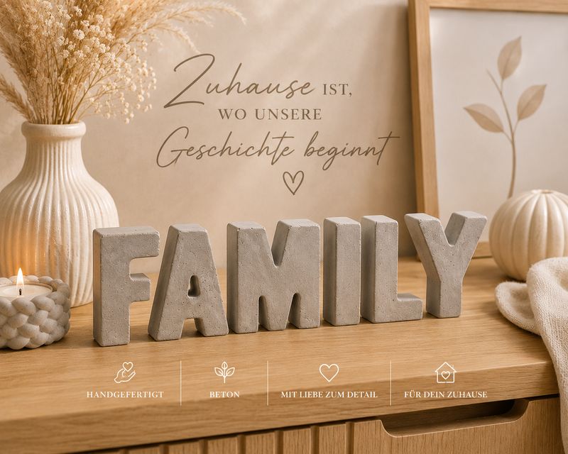 FAMILY Schriftzug aus Beton | handgefertigte Deko