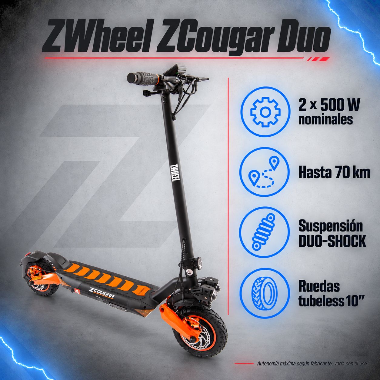 Patinete eléctrico ZWheel ZCougar Duo