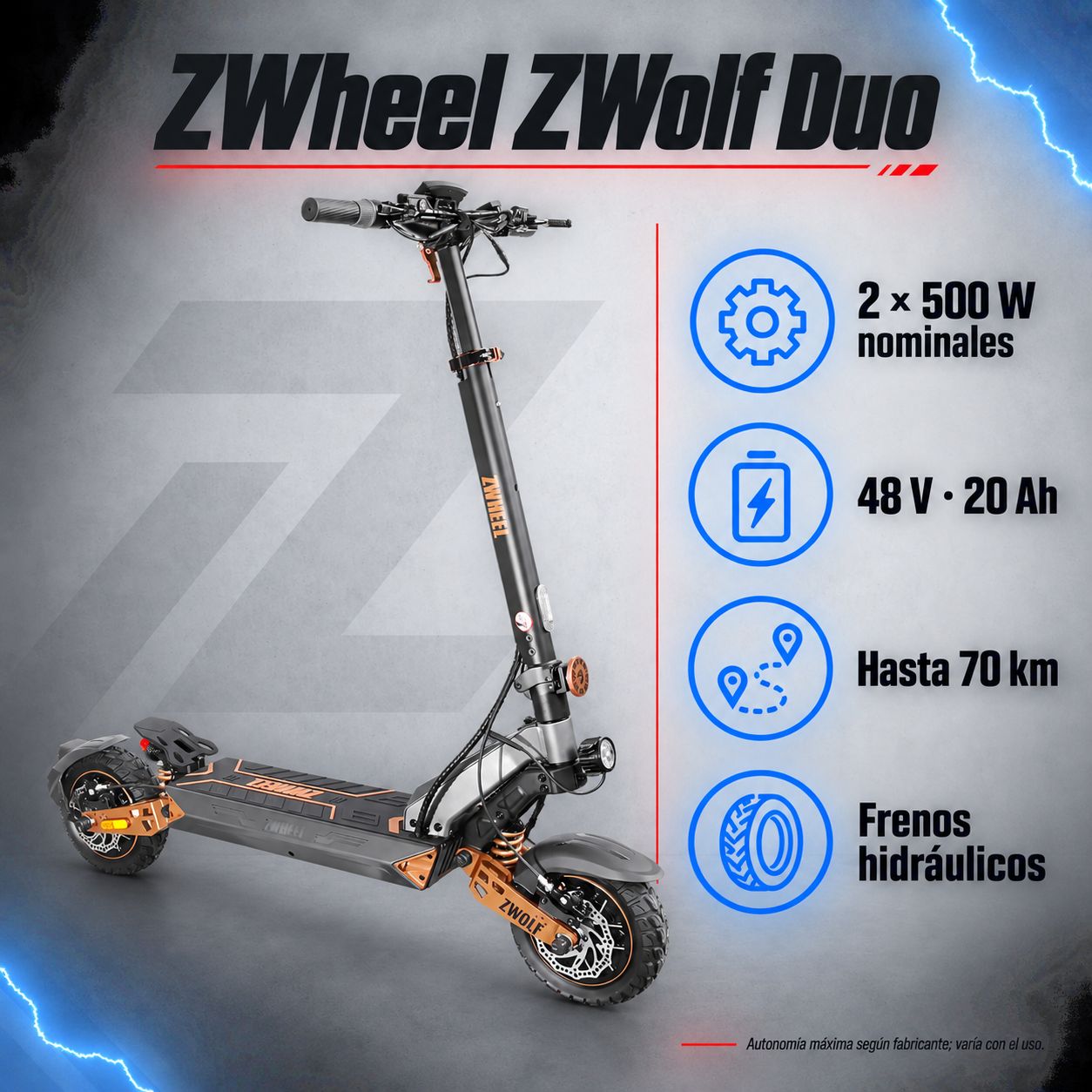 Patinete eléctrico ZWheel ZWolf Duo Patinete eléctrico ZWheel ZWolf Duo