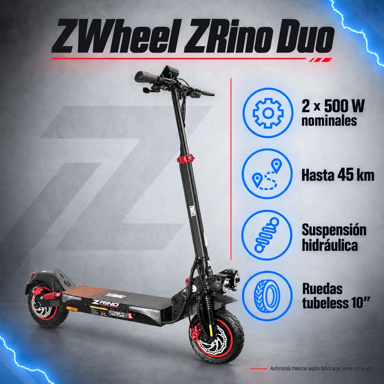 Patinete eléctrico ZWheel ZRino Duo Patinete eléctrico ZWheel ZRino Duo
