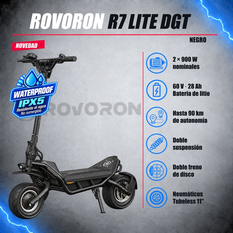 ROVORON R7 Lite DGT v1.2 60V 28Ah Negro