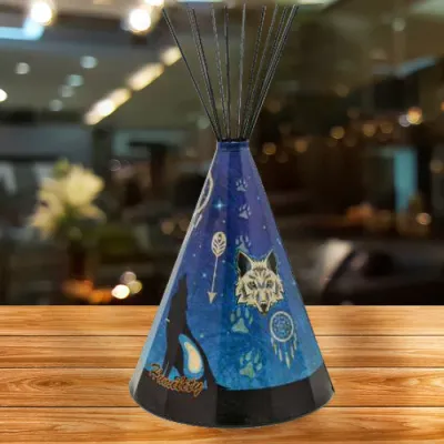 Modern Wolf Parchment Desk Teepee Lamp SM (NEW)