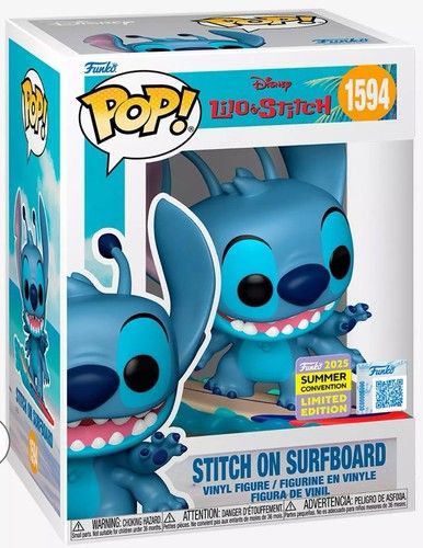 Funko POP! Disney Lilo &amp; Stitch - Stitch on Surfboard #1594 (2025 Funko Summer Convention Limited Edition)
