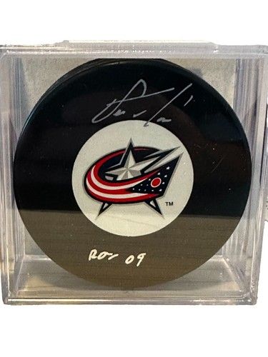 Steve Frameworth Steve Mason Autographed Columbus Blue Jackets Puck