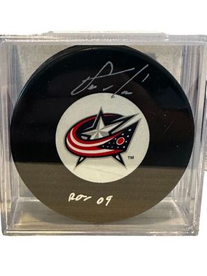 Steve Frameworth Steve Mason Autographed Columbus Blue Jackets Puck