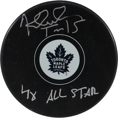JSA COA Tomas Kaberle Autographed Toronto Maple Leafs Logo Puck 4x All Star (082)
