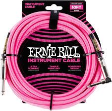 Ernie Ball 10' Straight/Right Angle Braided Instrument Cable - Neon Pink