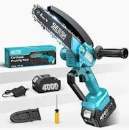 Seesil Mini 6" Electric Chainsaw W/2 Batteries/Charger