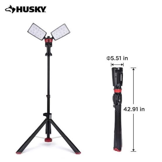 Husky 7000 Lumens Indoor/Outdoor Portable Corded Integrated LED Tripod Work Light