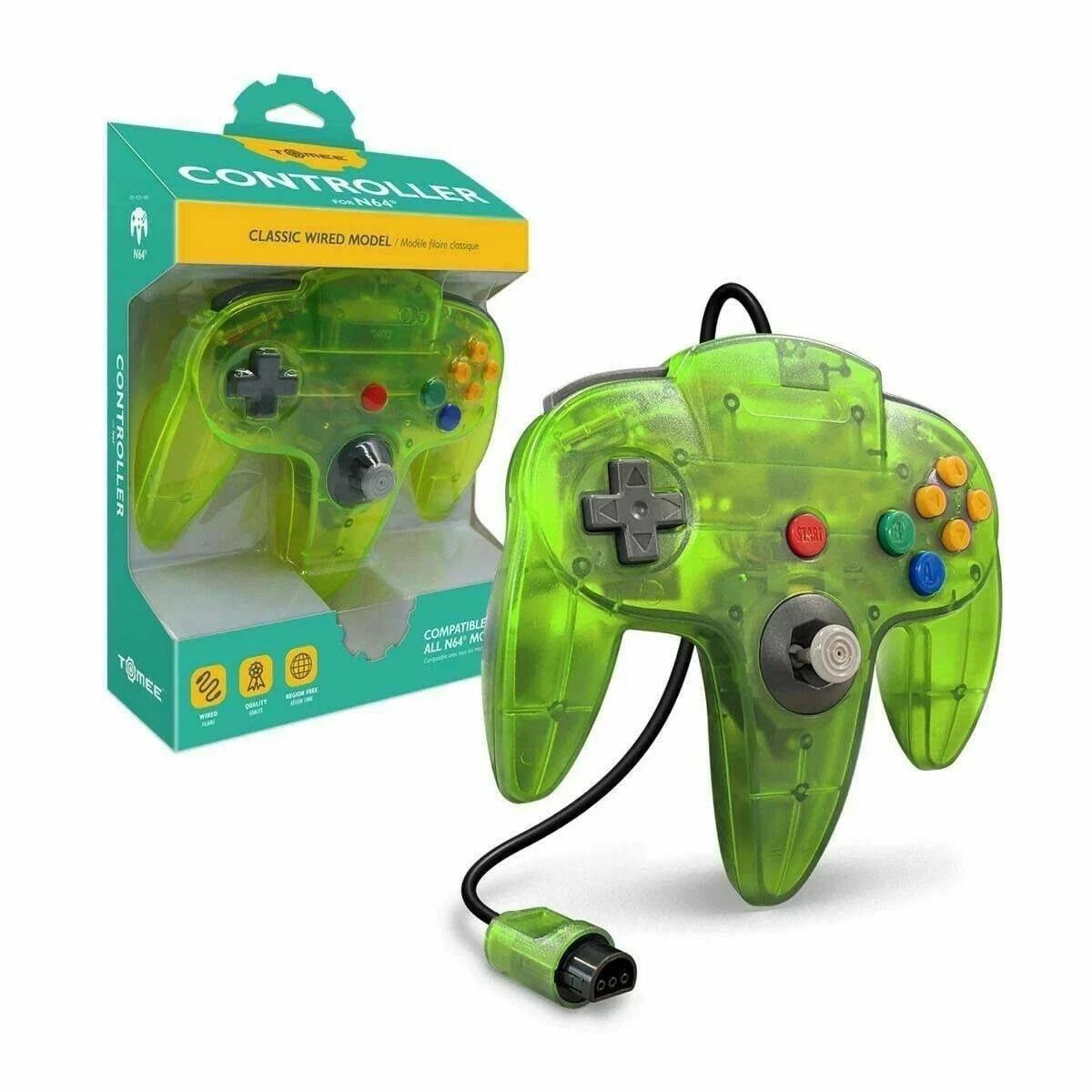 Tomee Look-A-Like Wired Controller for N64 (Clear Lime Green)