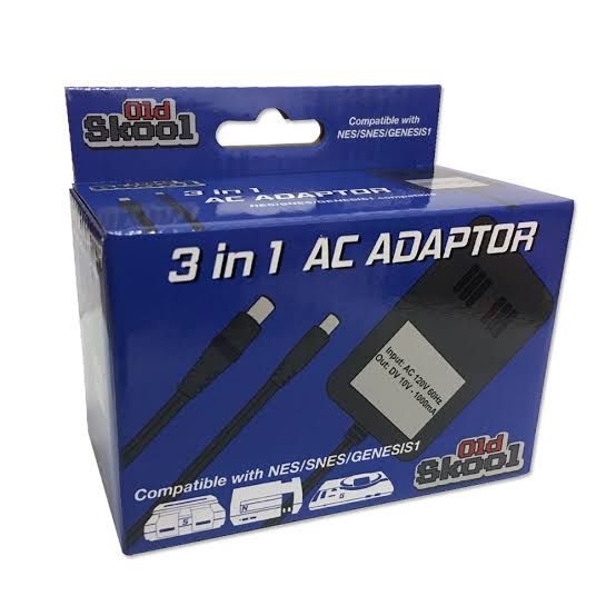 Old Skool Universal 3 in 1 AC Adapter, SNES/NES/Genesis1 (NEW)