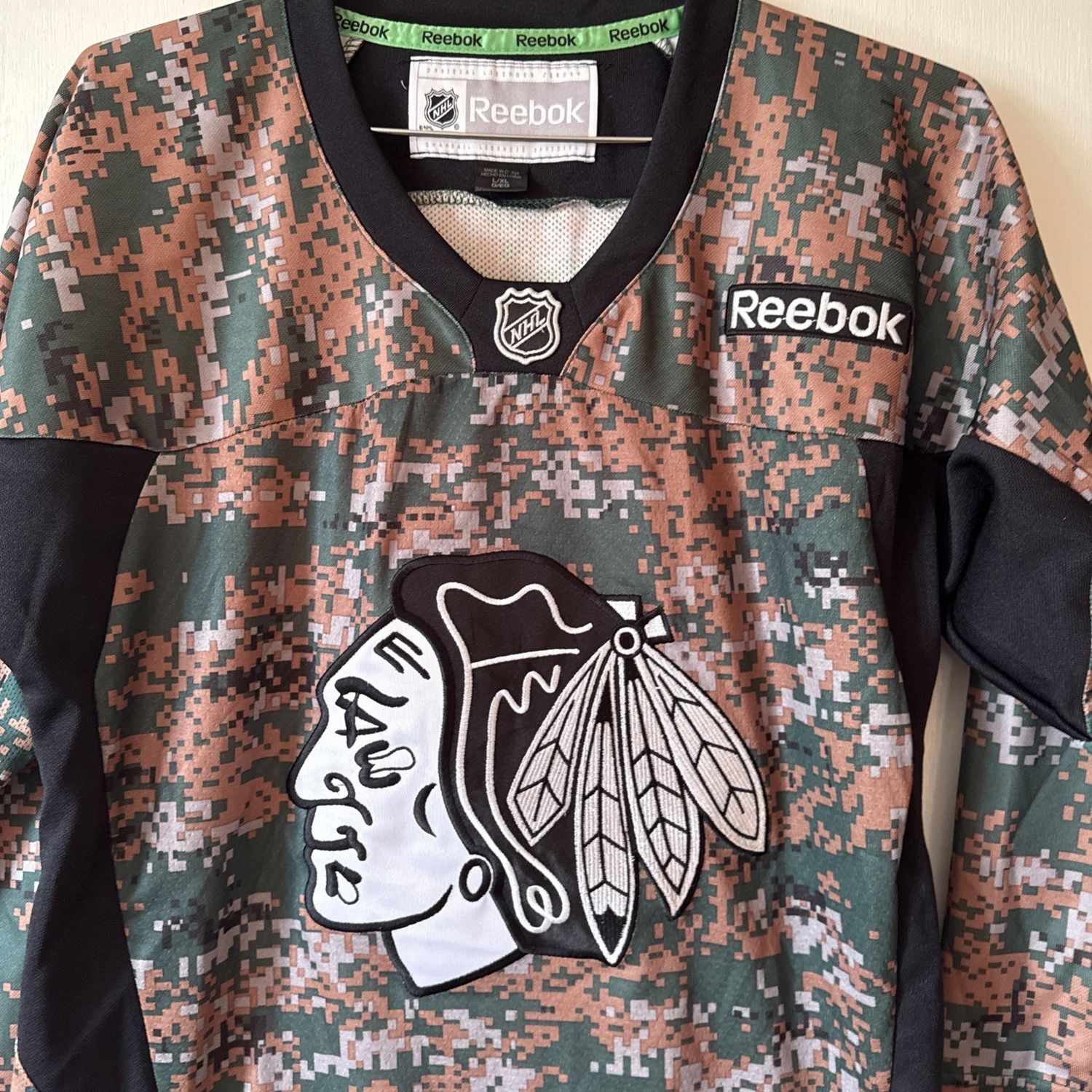 Reebok Chicago Blackhawks Military Camo Blank Hockey Jersey (558)