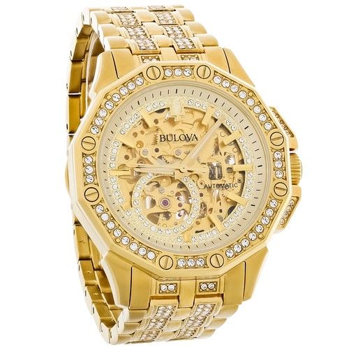 Bulova Octava Gold Tone Stainless Steel Crystal Automatic Watch (98A292)