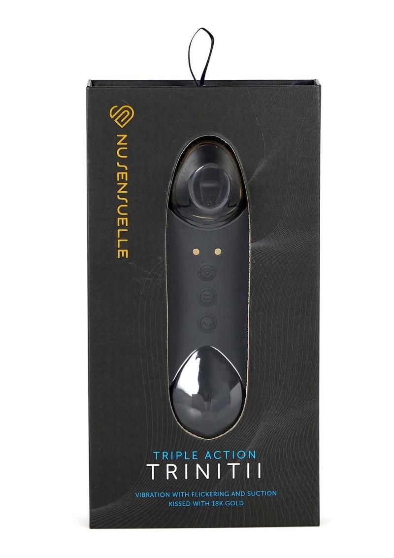 Nu Sensuelle Trinitii Triple Action Suction Flickering Tongue 18k, Colour: BLACK